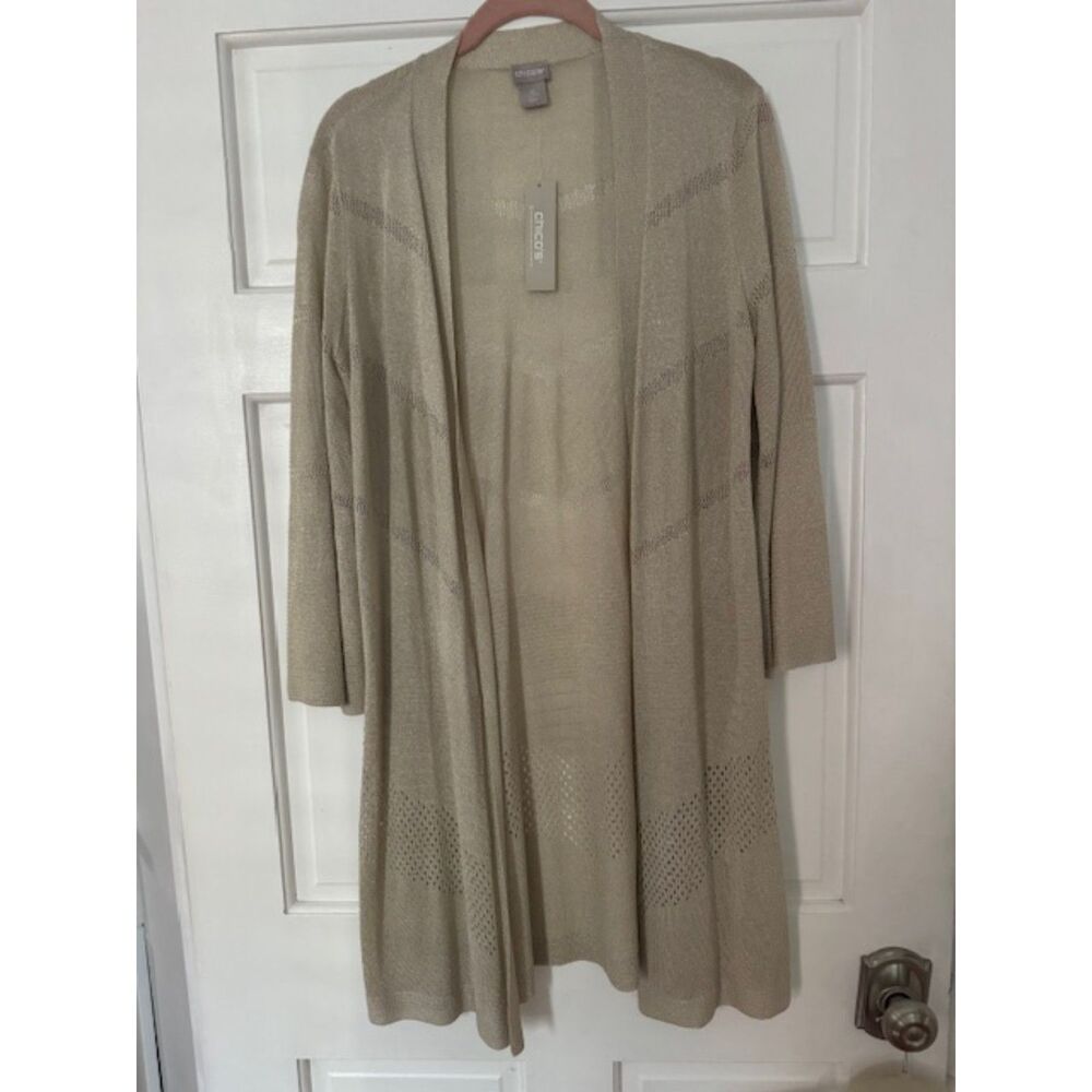 NWT Chico's Champaign Gold Metallic Cardigan/Duster, Size 0
